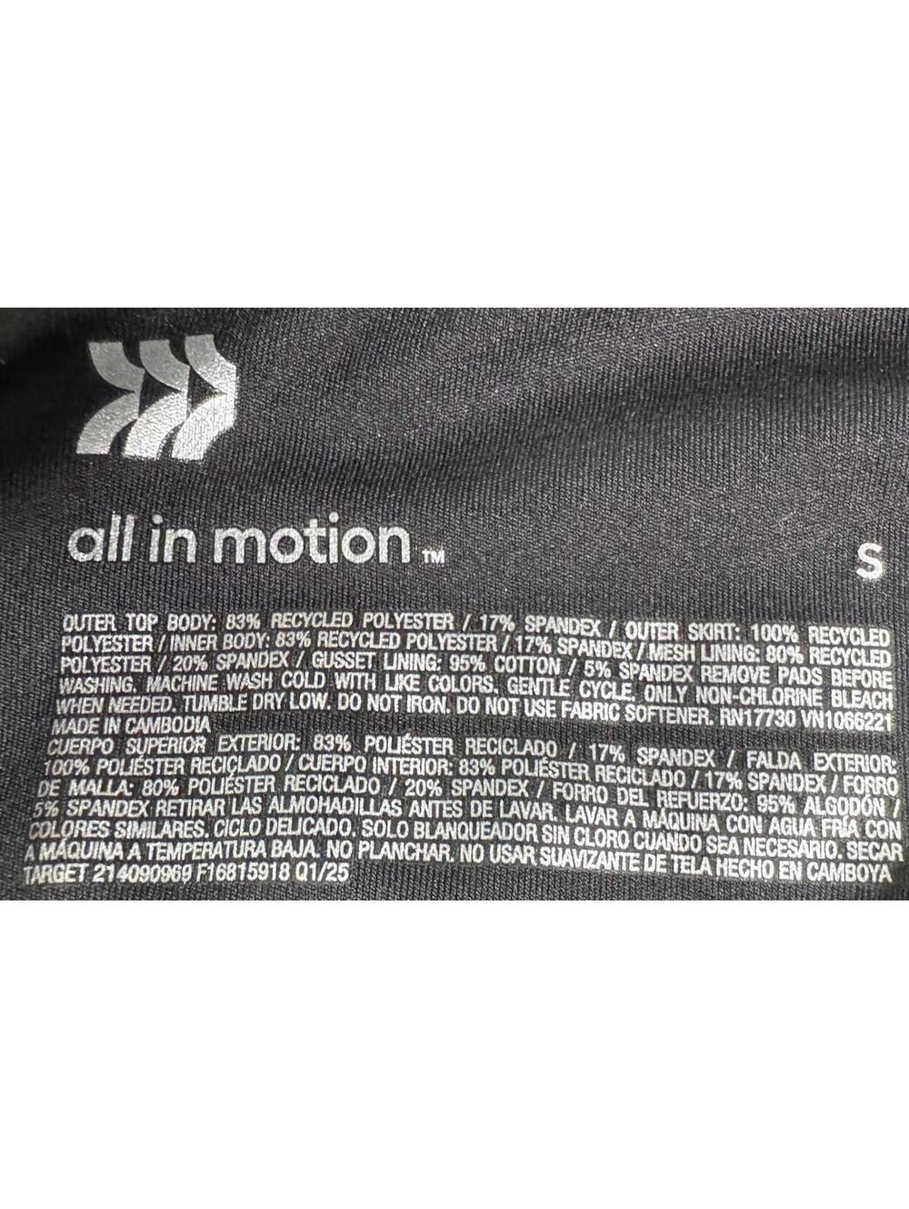 All in Motion Black Pleated Tennis Dress Built in Shorts Shelf Bra Women's Small - Picture 3 of 8
